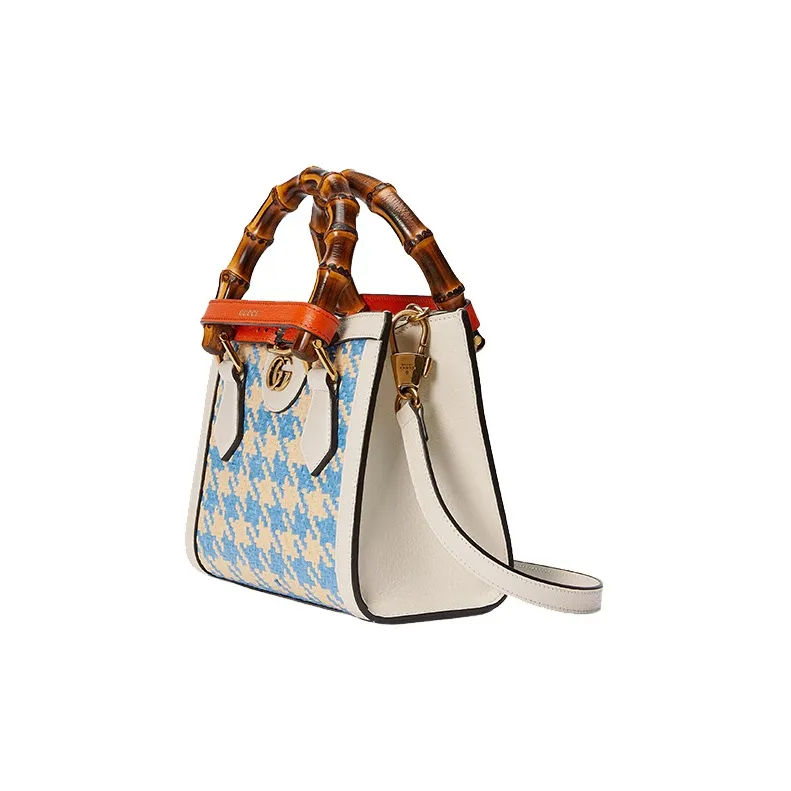 GUCCI Diana Leather Tote Tote Pack Handbag Mini Women's Blue/Ecru-1