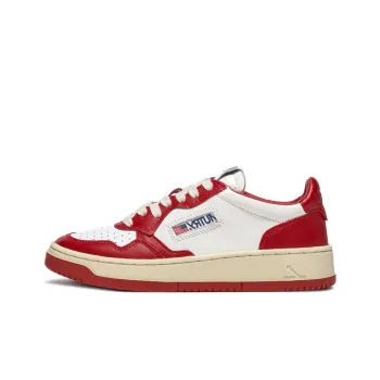 AUTRY Medalist Leather Low White Red Women's