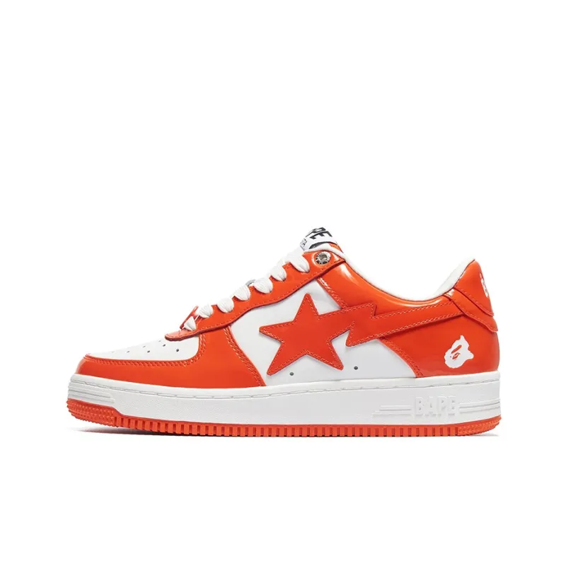A BATHING APE Bape Sta Patent Leather Orange White-0