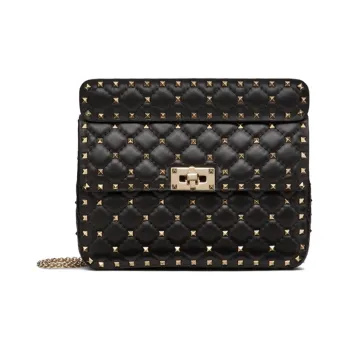 Valentino ROCKSTUD SPIKE Sheepskin Handbag Crossbody Bag Shoulder Bag Women's Black