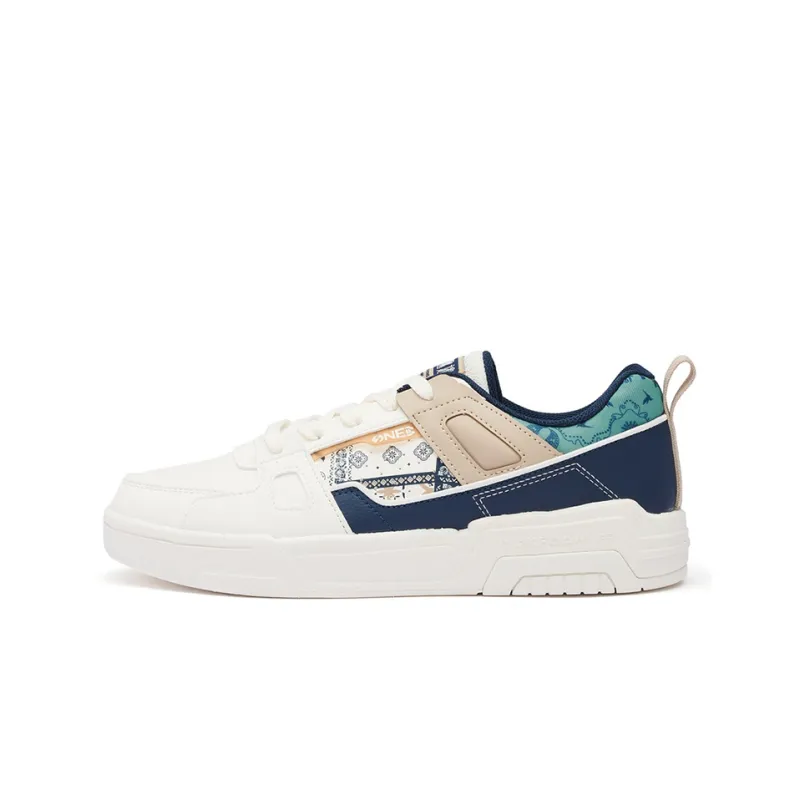 361° Anti-Slip And Wear-Resistant Lightweight Low-Top Skateboard Shoes Men's White Cyan-0