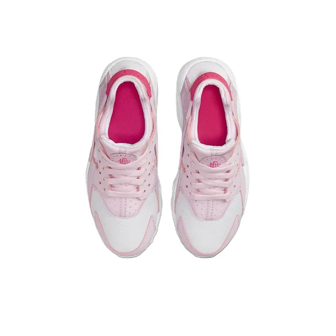 Nike Huarache Run Cushioning, Slip Resistant, And Abrasion Resistant Low Top Marathon Running Shoes GS Pink White-3