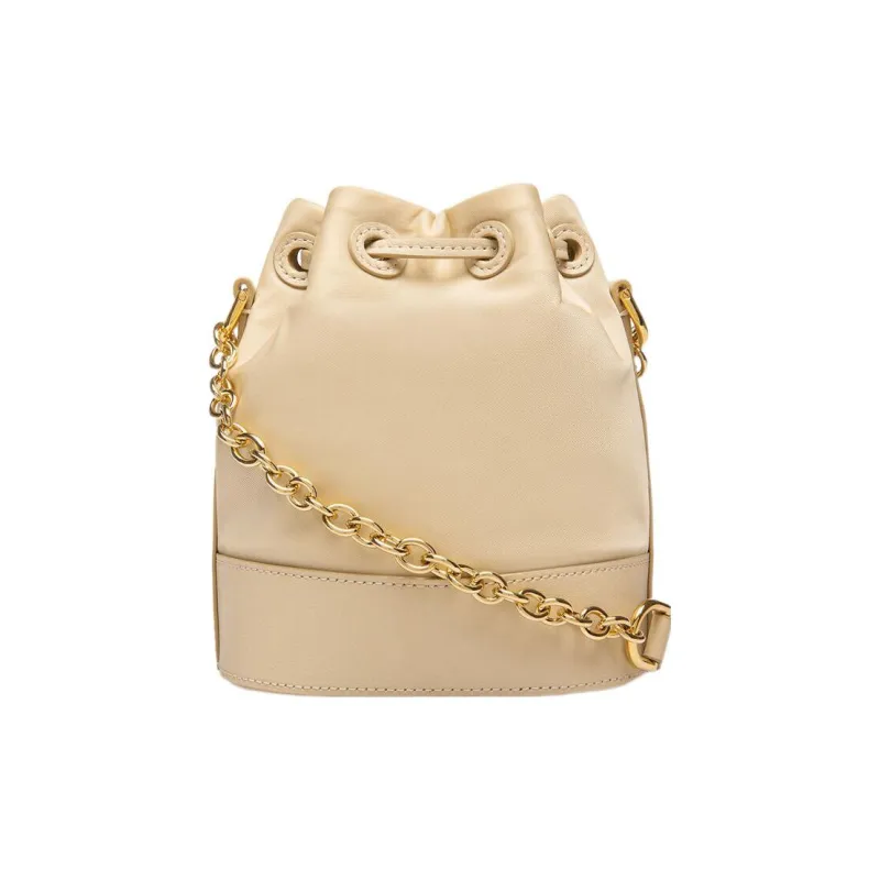 BALLY Eoh Nylon And Leather Bucket Bags Shoulder Bag Crossbody Bag Small Size Women's Light Beige-1
