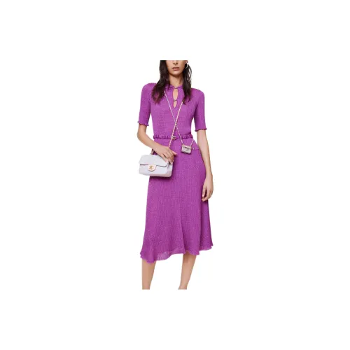 CHANEL Short-Sleeved Dresses Women's Purple