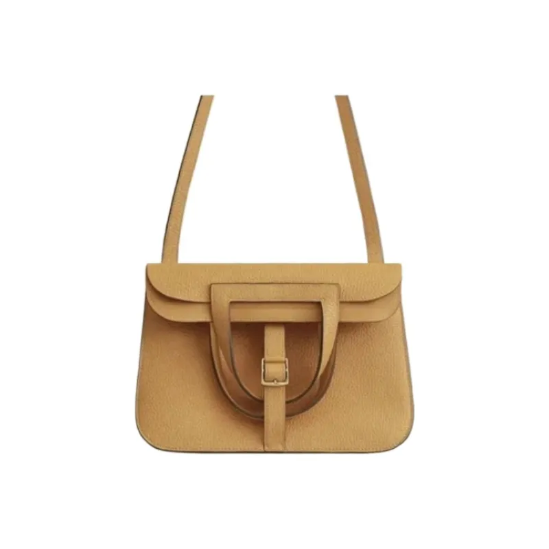 HERMES Clemence Bullock Leather Horse Shoe Bag Handbag Women's 4B Biscuit Cookie-0