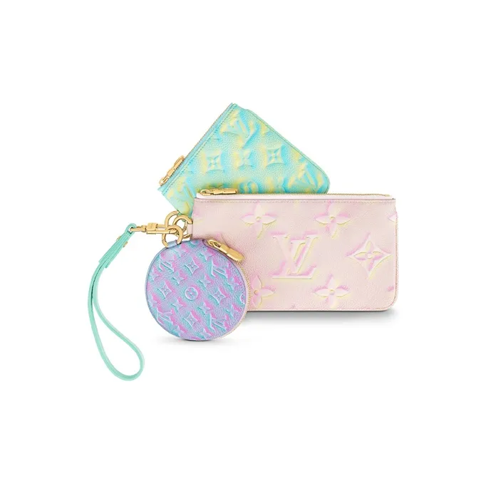 LOUIS VUITTON Trio Pouch Pink/Vert D'eau Green/Lilas Purple-3