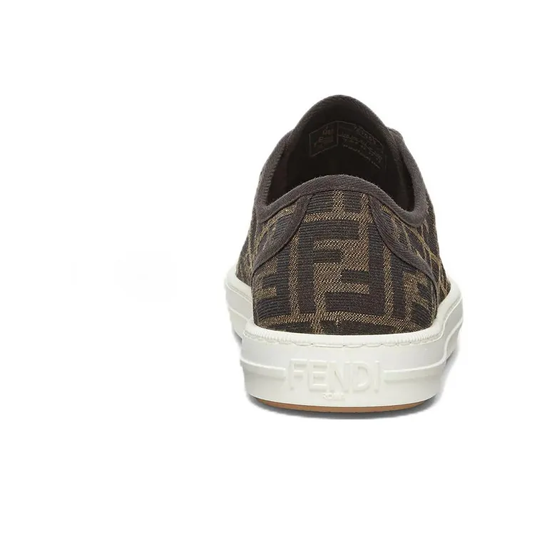 FENDI Logo Jacquard Lace Up Sneakers-3