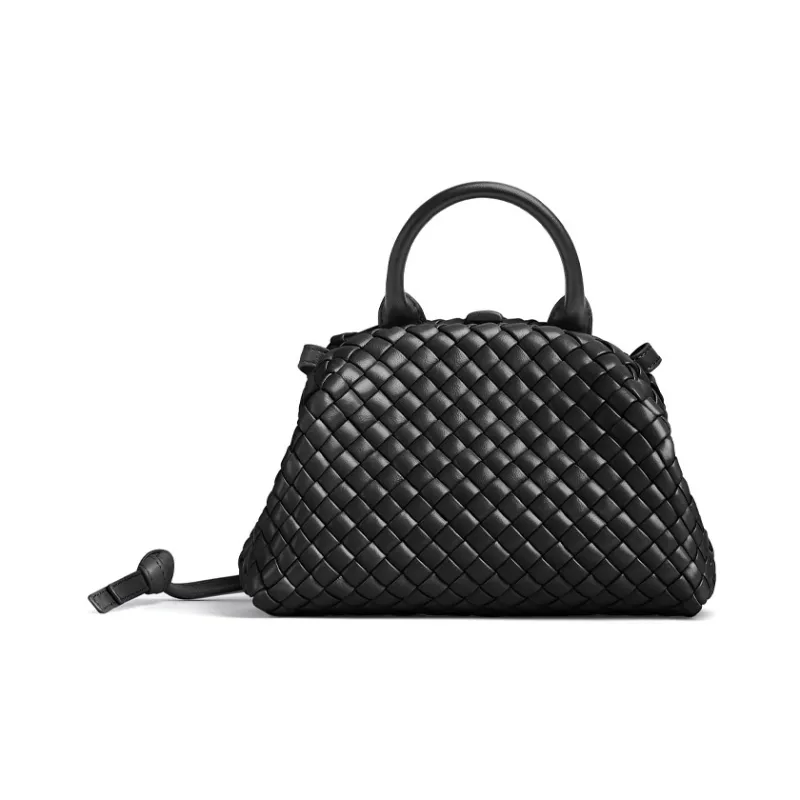 Bottega Veneta Handle Padded Intreccio Top Handle Mini Black-0