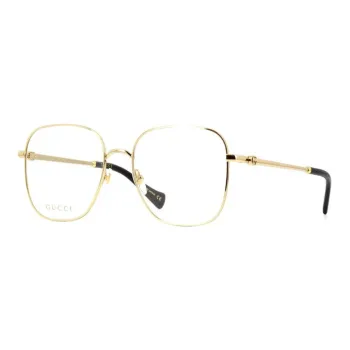GUCCI Metal Square Eyeglass Frames Unisex Bright Gold