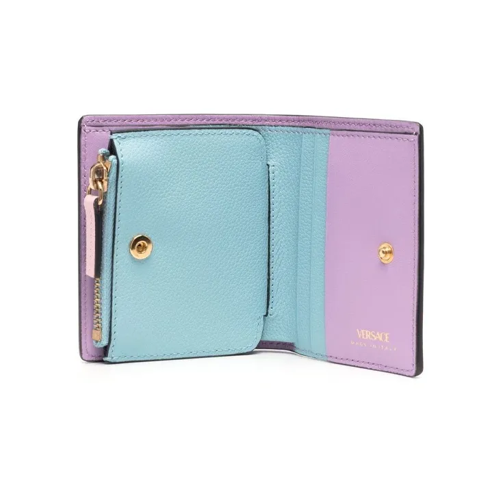 VERSACE VERSACE Calfskin Wallet Women's Pink/Blue/Purple-2