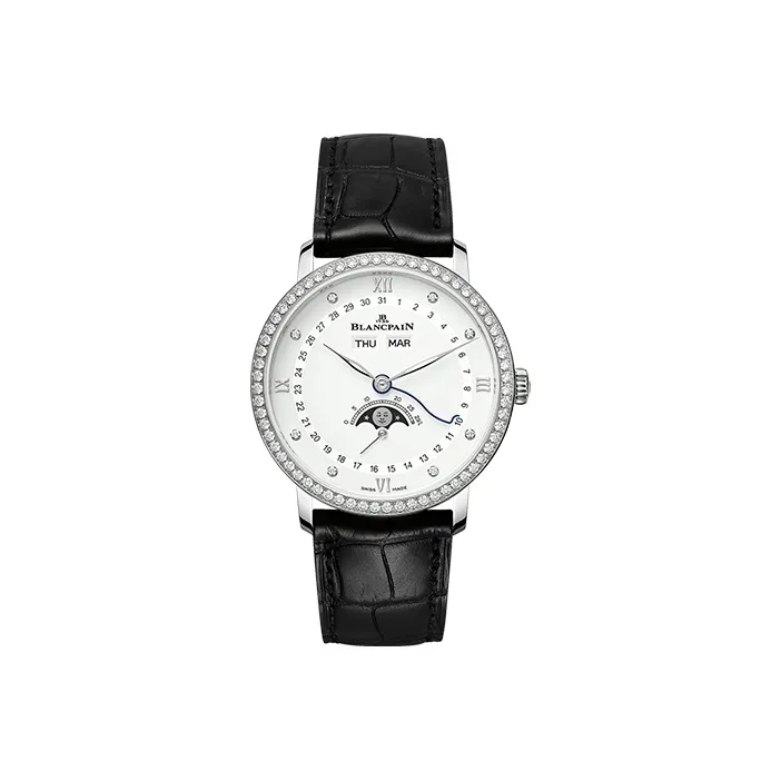 BLANCPAIN VILLERET Automatic Mechanical Movement Men's Watches Watch 38mm White Dial Stainless Steel Watch Case-0