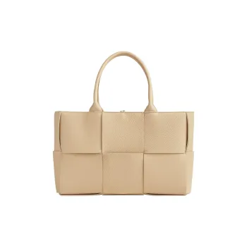 Bottega Veneta ARCO Calfskin Tote Bag, Single Shoulder Crossbody Handbag Small Size Women's Almond