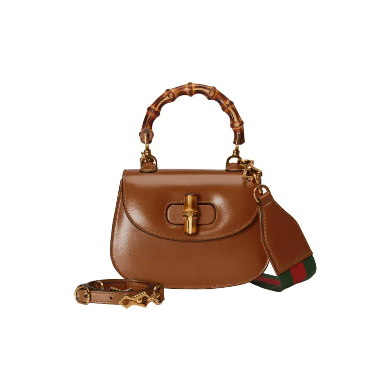 GUCCI Bamboo 1947 Leather Bamboo Bag Handbag, Shoulder Bag Mini Women's Brown-1