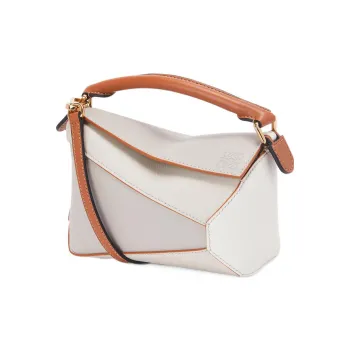 LOEWE Puzzle Napa Calf Leather Shoulder Bag Crossbody Bag Mini Women's White