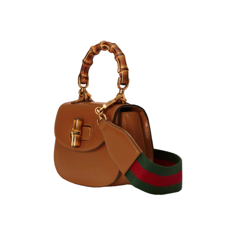 GUCCI Bamboo 1947 Leather Bamboo Bag Handbag, Shoulder Bag Mini Women's Brown-3