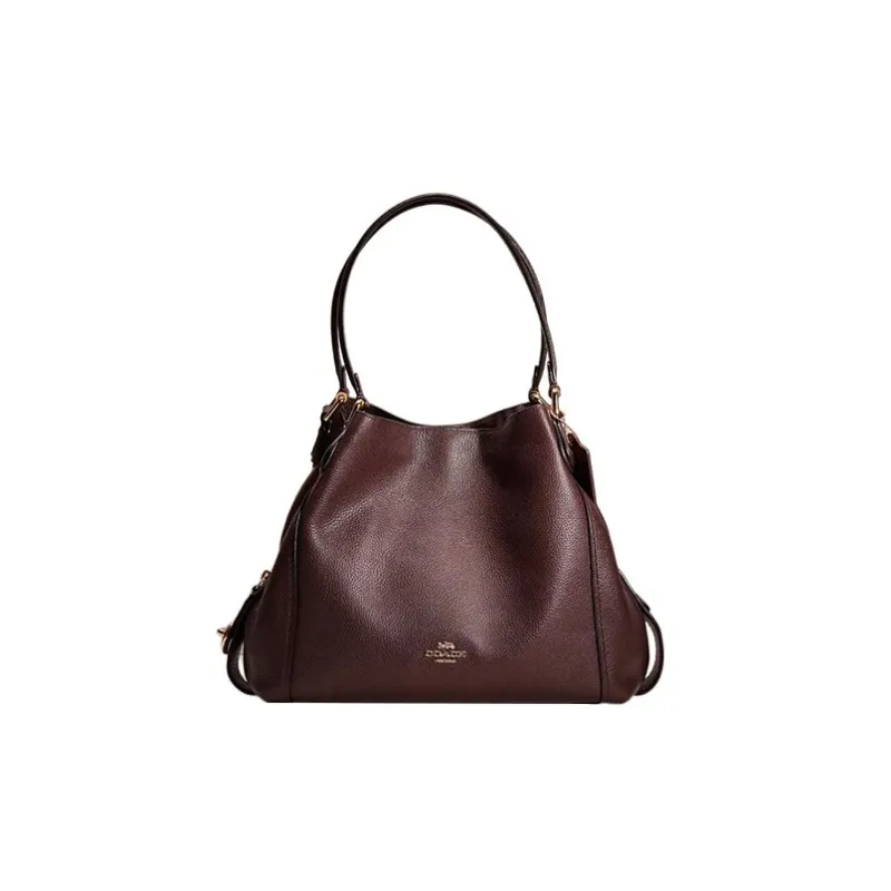 COACH Edie Leather One Shoulder Handbags Large Size Women's Ox Blood Color-0