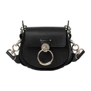 Chloe Calfskin Shoulder Bag Crossbody Bag Small Size Women's Black