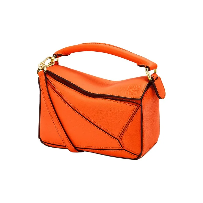 LOEWE Puzzle Calfskin Geometric Puzzle Bag, Handbag, Shoulder Bag, Crossbody Bag Mini Women's Orange-0