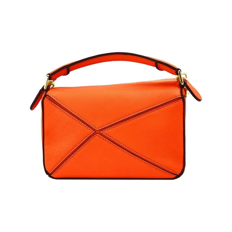 LOEWE Puzzle Calfskin Geometric Puzzle Bag, Handbag, Shoulder Bag, Crossbody Bag Mini Women's Orange-4
