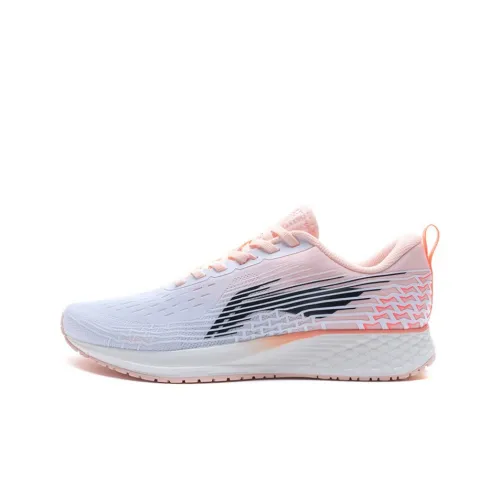 LINING Red Hare 4 Running Shoes Women's Low-Top Standard White/Fluorescent Orange Pink