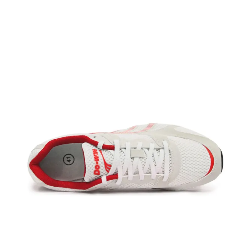 DO WIN Cushioning Slip Resistant Abrasion Resistant Breathable Low Top Running Shoes Unisex White Red-2