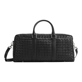 Bottega Veneta Intrecciato Leather Sports Bag, Shoulder Bag, Crossbody Bag, Handbag Men's Black