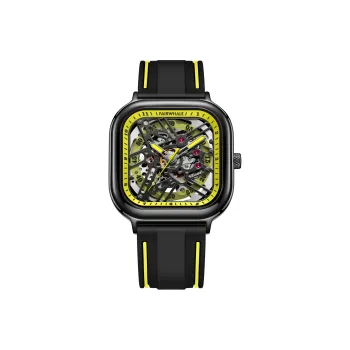 FAIRWHALE Starlight Collection Automatic Mechanical Movement Silicone Strap Watch Men's Watches Yellow Watch Dial