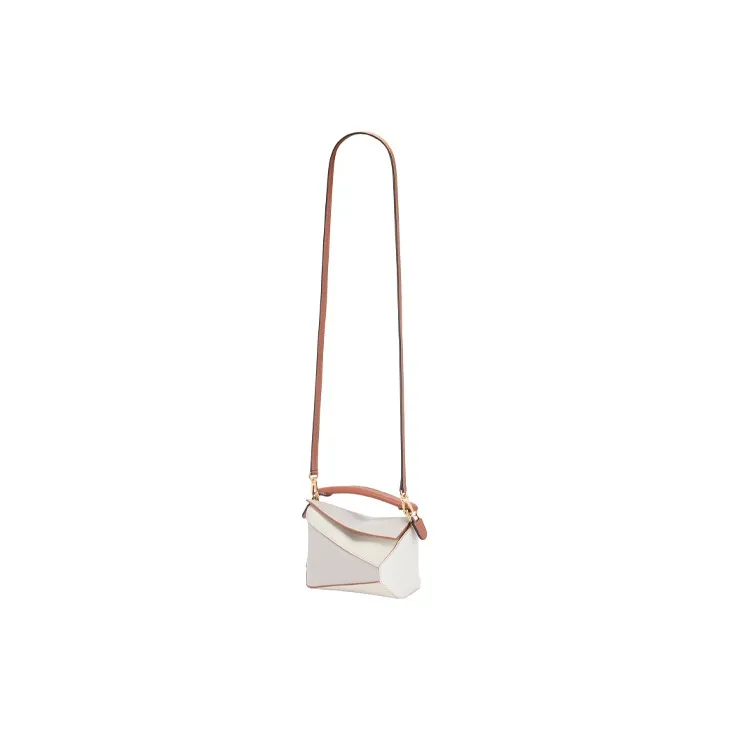 LOEWE Puzzle Napa Calf Leather Shoulder Bag Crossbody Bag Mini Women's White-4