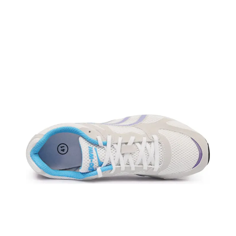 DO WIN Cushioning Slip Resistant Abrasion Resistant Breathable Low Top Running Shoes Unisex White Blue-2