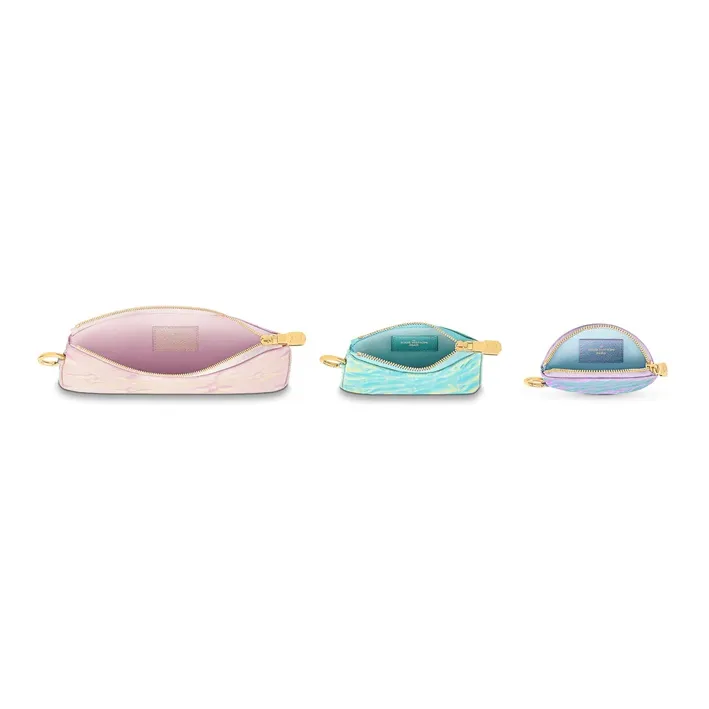 LOUIS VUITTON Trio Pouch Pink/Vert D'eau Green/Lilas Purple-5