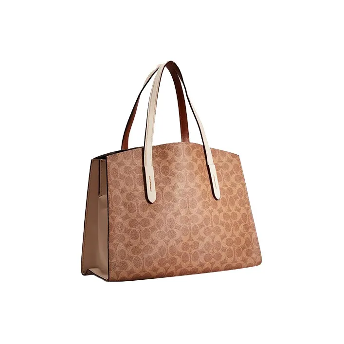 COACH Charlie Classic Monogram Canvas With Leather Crossbody Bag Tubas Women's Brown-1