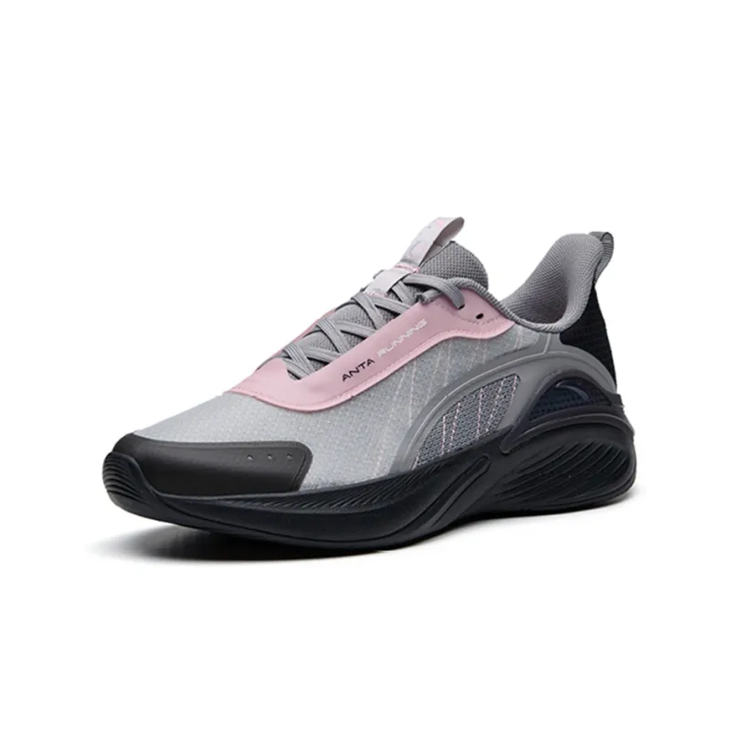 Anta Running Collection Cushioning Anti-Slip And Wear-Resistant Low-Top Running Shoes Women's Black Gray Red-2