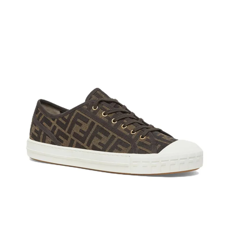 FENDI Logo Jacquard Lace Up Sneakers-1