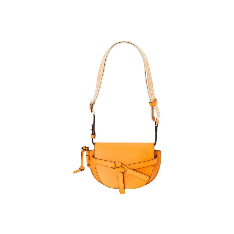 LOEWE Mini Gate Dual Bag In Soft Calfskin And Jacquard Mandarin-1