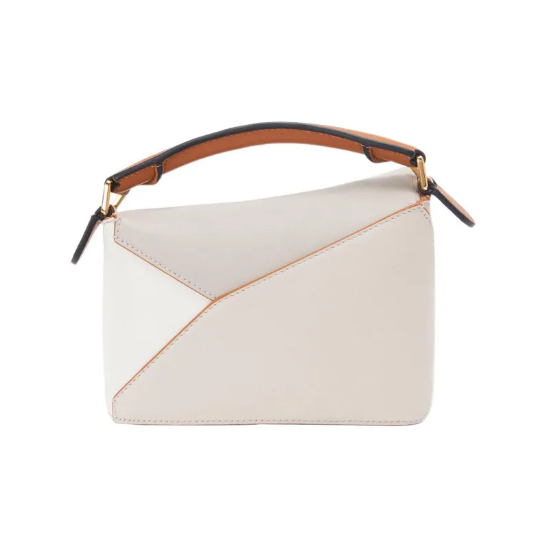 LOEWE Puzzle Napa Calf Leather Shoulder Bag Crossbody Bag Mini Women's White-2