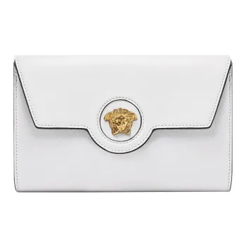 VERSACE Grain Calfskin Wallet Women's White