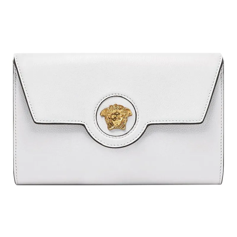 VERSACE Grain Calfskin Wallet Women's White-0