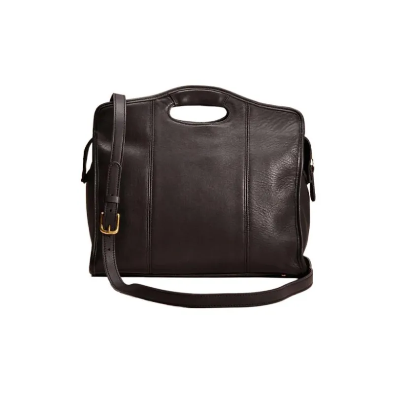COACH Zip Top Tote Leather Crossbody Bag Tubas Women's Black-0