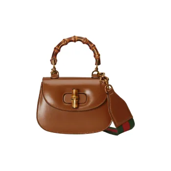 GUCCI Bamboo 1947 Leather Bamboo Bag Handbag, Shoulder Bag Mini Women's Brown