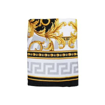 VERSACE Silk Scarves Unisex White/Gold