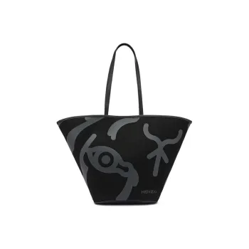 KENZO Tiger K Tiger Printed Canvas Tote Bag, Shopping Bag, Canvas Bag, Shoulder Bag Regular Women's Black