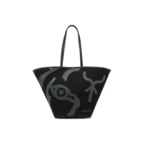 KENZO Tiger K Tiger Printed Canvas Tote Bag, Shopping Bag, Canvas Bag, Shoulder Bag Regular Women's Black