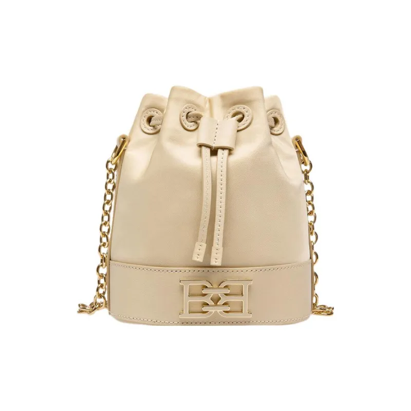 BALLY Eoh Nylon And Leather Bucket Bags Shoulder Bag Crossbody Bag Small Size Women's Light Beige-0