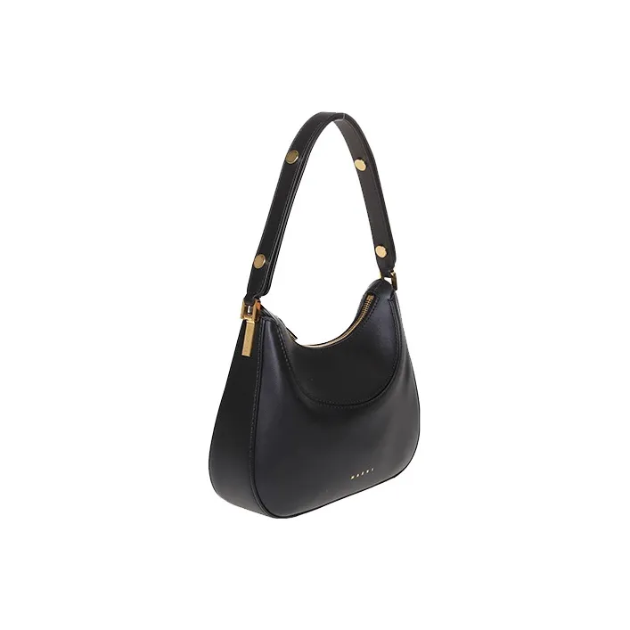 MARNI Smooth Calf Leather Hobo Bag Shoulder Bag Women's Black-1