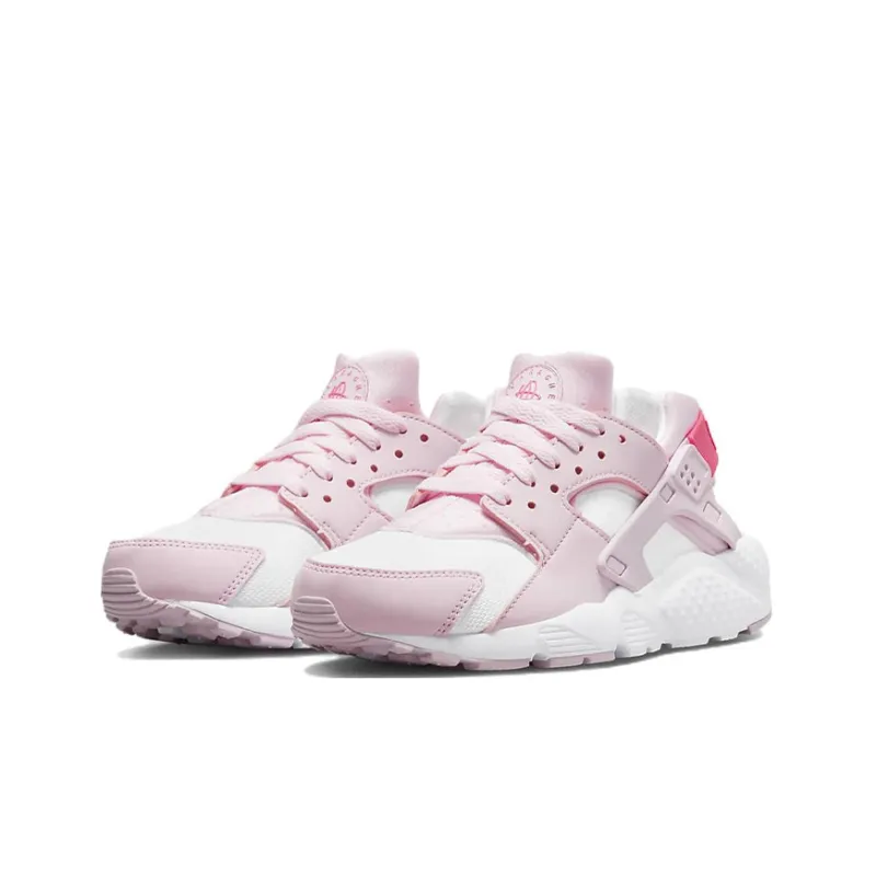 Nike Huarache Run Cushioning, Slip Resistant, And Abrasion Resistant Low Top Marathon Running Shoes GS Pink White-2