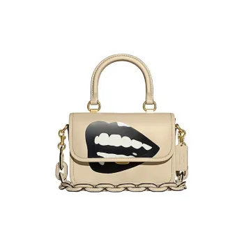 COACH Tom Wesselmann Collaboration Rogue Cow Leather Handbag, Shoulder Bag, Crossbody Bag Trumpets Women's White
