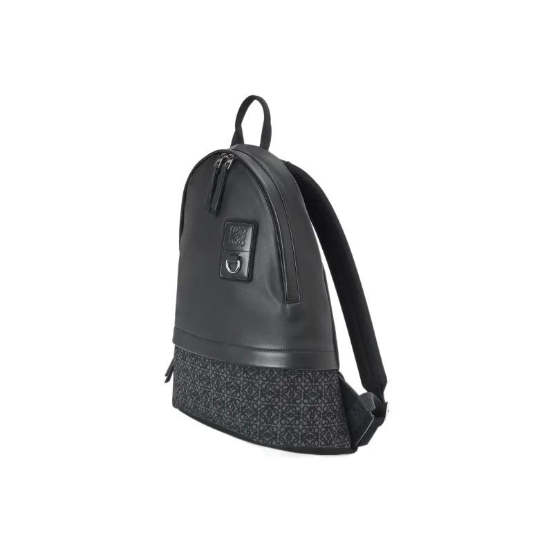 LOEWE Jacquard With Calfskin Backpack Regular Men's Black-1