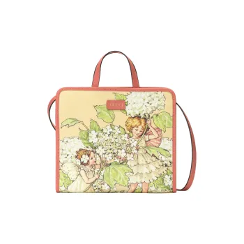 GUCCI Canvas Leather Trim Tote Bag Shopping Bag Shoulder Bag Crossbody Bag Handbag Regular Kids' Beige/Green