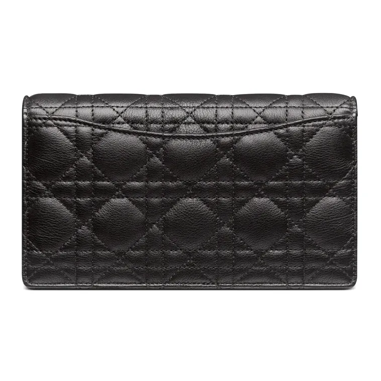 DIOR Caro Soft Cow Leather One Shoulder Crossbody Clutch Regular Women's Black-2