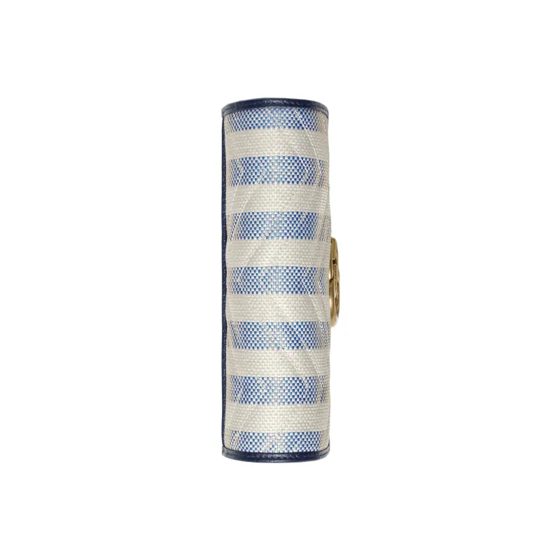 GUCCI GG Marmont Raffia Effect Fabric Envelope Bag, Crossbody Bag Mini Women's Beige/Blue-5